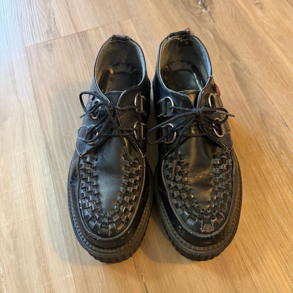 TUK Black Viva Mondo Creeper Platform Shoes Chunky Alt Punk Goth Footwear Sz 4
